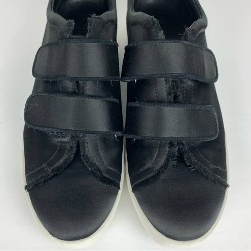 Joie  Diata Satin Two Strap Low Top Sneakers Hook and Loop Round Toe Black Size 9