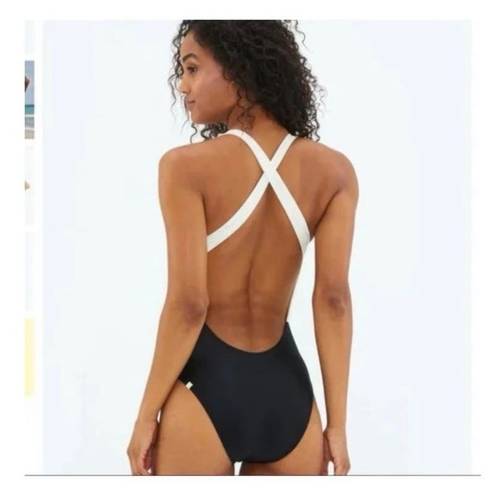 Summersalt  Deep Dive One Piece Swimsuit in Ivory Black