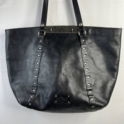 Patricia Nash  Benvenuto Black Leather Distressed Large Tote Bag Studded Purse