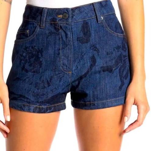 Moschino  Couture Printed Denim High Rise Shorts
