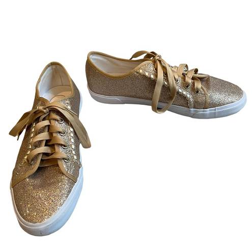 Jack Rogers  Carter Glitter Sneakers Metallic Gold Lace Up Sparkle