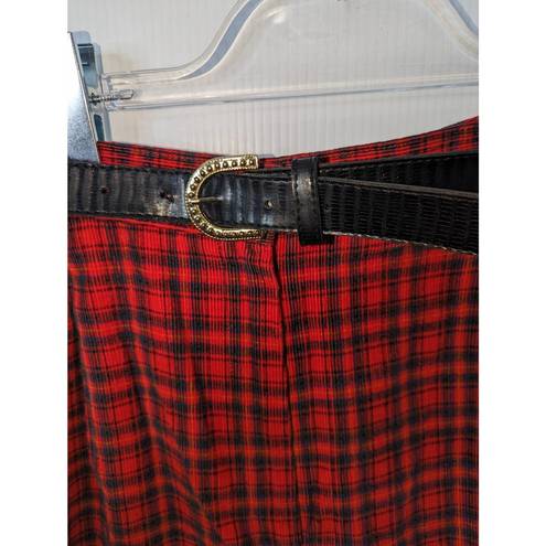 Counterparts Vintage 90's  Plaid Corduroy Bermuda Shorts Pleated Belted Red Blue