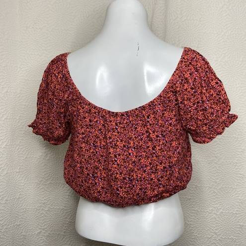 Sky And Sparrow  Coral Floral Crop Top Size Medium NWT