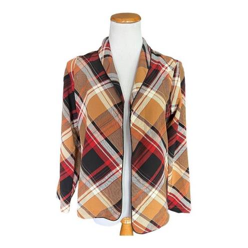 Bobeau NWT Womens  Autumn Plaid Open Woven Blazer Jacket - Sz S Petite SP