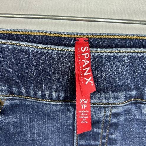 Spanx  Cropped Flare Denim Jeans Raw Edge Hem Rise Sz XS (25x26) 20231R