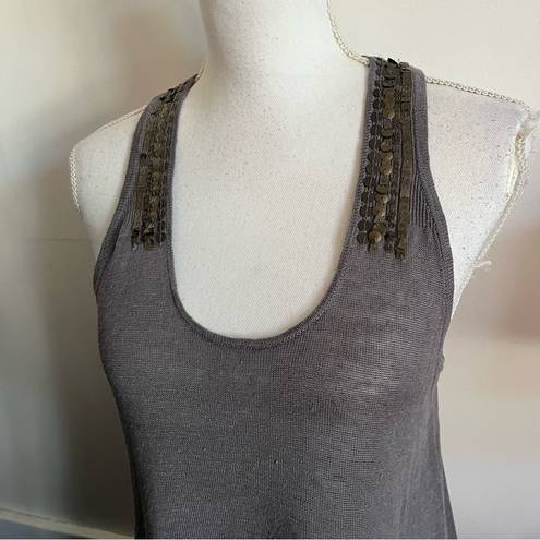 Krass&co  Op Barneys New York • Grey Linen Beaded Tank Top