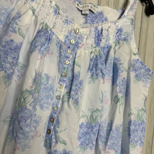 Blossom Eileen West Hydrangea  Mini Chemise Nightgown Cotton Dress size L Large