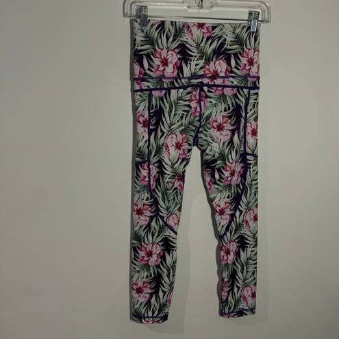 Zyia Active Floral Paradise Tropical Print Leggings Size Small