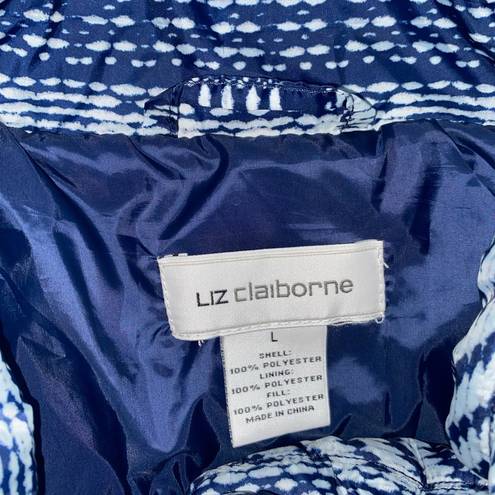 Liz Claiborne  Navy and White Puffer Lightweight Jacket | Size L