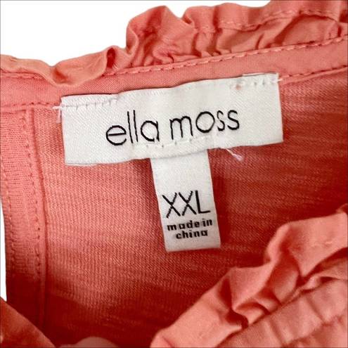 Ella Moss  Embroidered Yoke Short Sleeve Tee Orange/Coral Size XXL