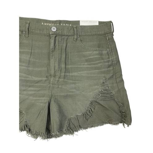 American Eagle New  Highest Rise Mom Shorts Womens 16/33 Green Raw Chewed Hem