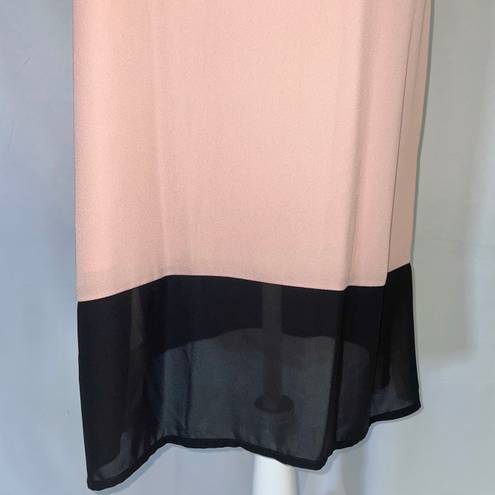 Doe & Rae New  Color Block Side Snap Dress Sleeveless V-Neck Shift Pink Black