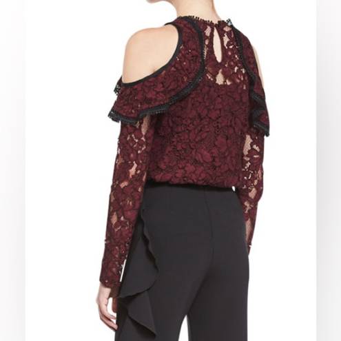 Alexis  Millie Lace Cold-Shoulder Top in Burgundy