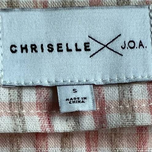 J.O.A. Chriselle x Ruched Gingham Crop Top