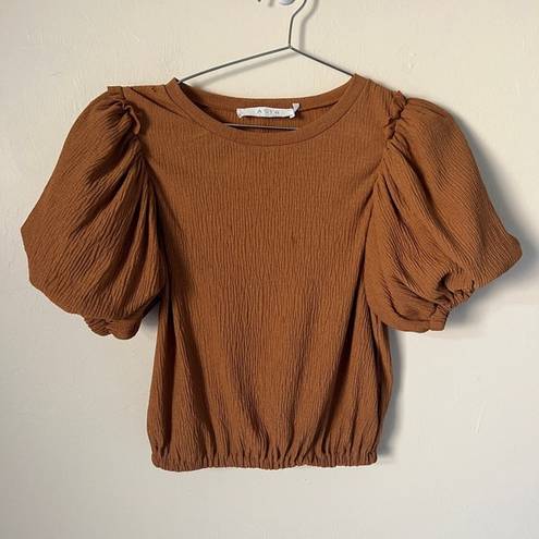 ASTR The Label Puff Sleep Short Sleeve Top Brown Cider Size XS