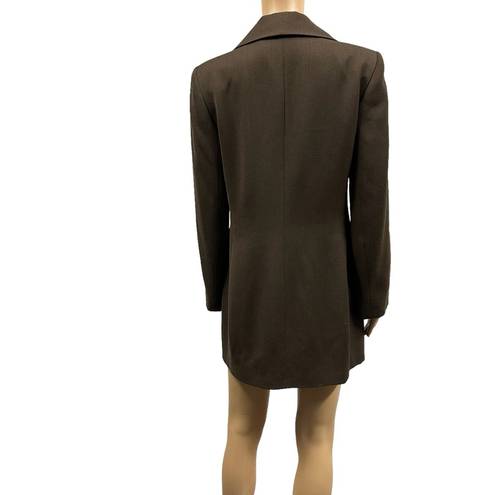 Mulberry  Worsted Wool Brown Belt Less Trench Coat 4 Button Jacket Women’s 10