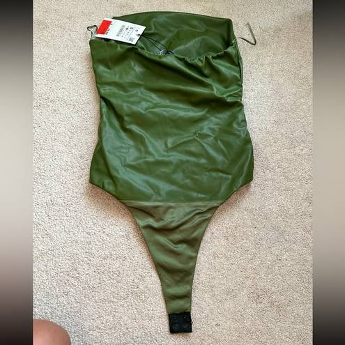 ZARA Green Faux Leather Bodysuit