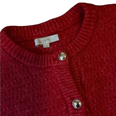 Loft  Stitchy Red  Sweater Jacket | Size  Large