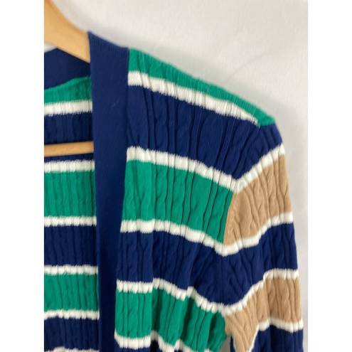 Lands'End  Cable Knit Tie Front Stripe Sweater Size XS
