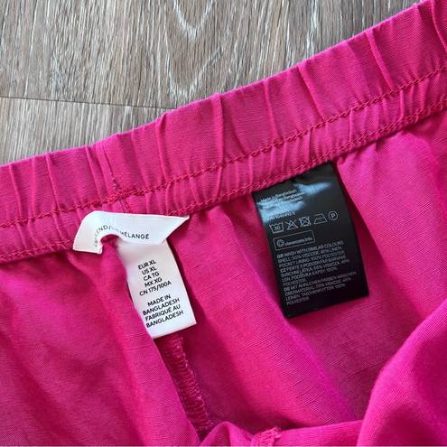 H&M  bright pink linen blend wide leg pants