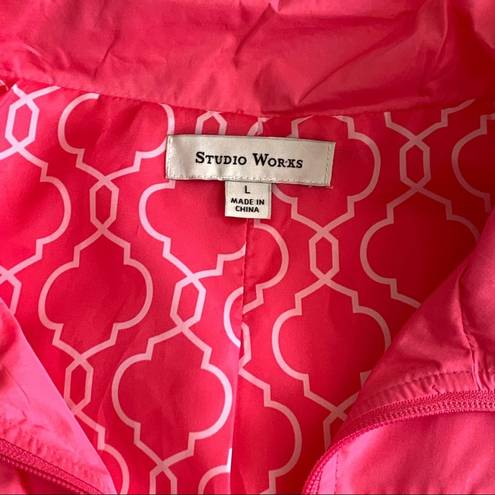 Studio Works  Jacket Windbreaker Pink Zipper Front Lightweight Jacket Size Large