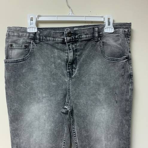 Wonder Nation  16 Slim Husky Grey Wash Distressed Skinny Jeans Denim Gray