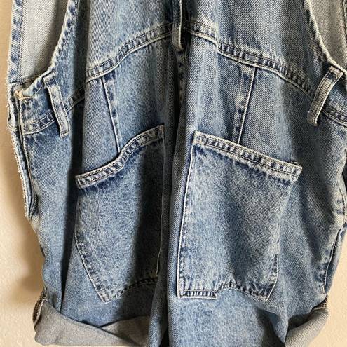 Free People  We The Free Denim Bib Cuffed Cottagecore Shortall/ Overalls Size XS