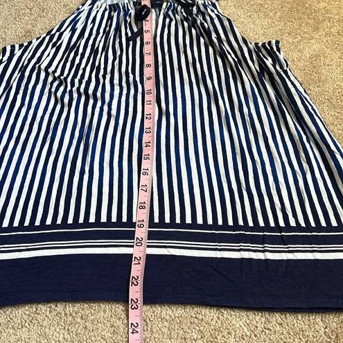 Tommy Bahama  Navy & White Striped Tank With Keyhole Tie Neckline   Size Large