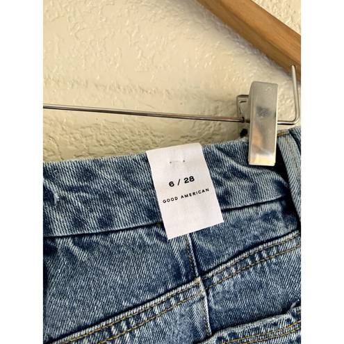 Good American  '90s Duster Straight Leg Jeans In Blue950 6/28 NWT