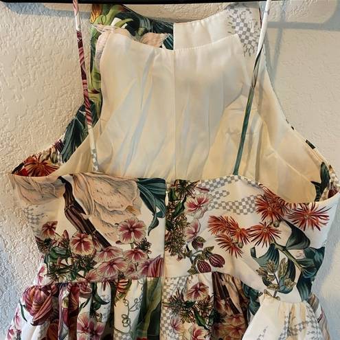 Anthropologie Dahlia Cameo Asymmetrical Peplum  Coquette Floral Top Size L