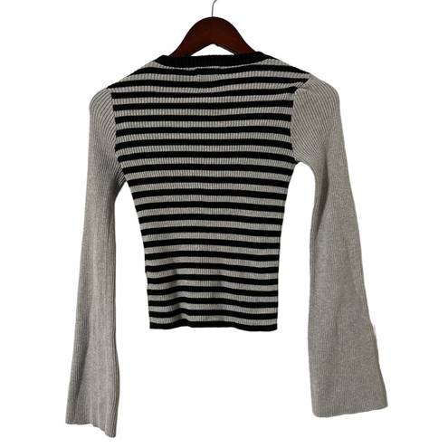 SEEK the Label  Striped Knit Bell Sleeve Sweater Top