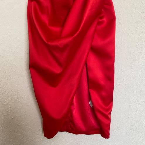 House Of CB  'Loretta' Red Satin Off Shoulder Dress/Size XS NWOT