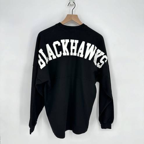 Spirit Jersey NEW  Blackhawks Oversized Long Sleeve T-Shirt Black Women's S