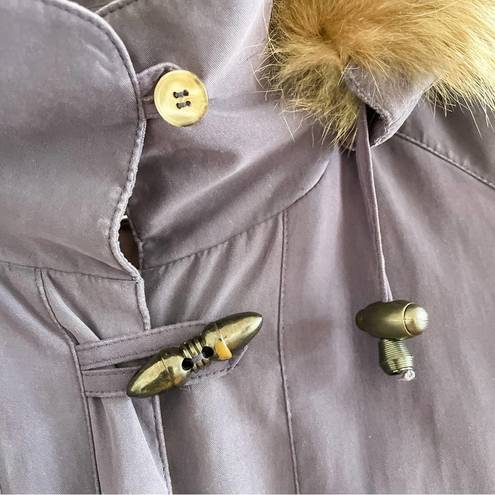 Bernardo Vintage  purple toggle long parka w/ removable lining & fur hood size M