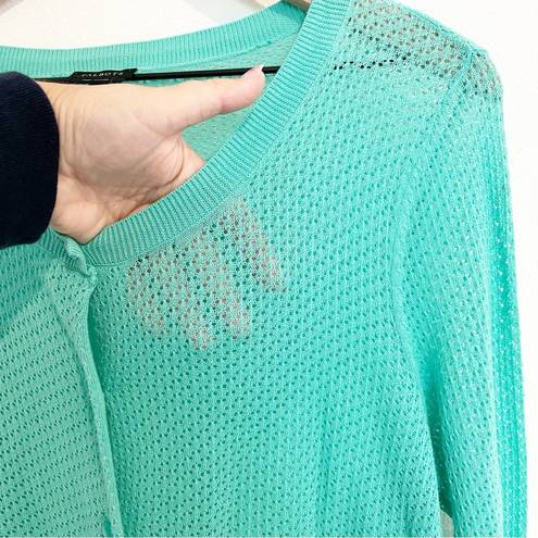 Talbots  Women’s Mint Green Waffle Knit Pima Cotton Cardigan Size Medium