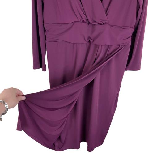 Torrid Plus 2 Solid Purple Long Sleeve Surplice Midi Flowy V-Neck Dress