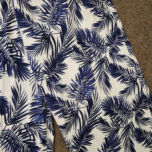 Panama Jack Blue/White Hawaiian Palm Tree Pants, Women's XL