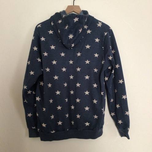 Alternative  BLUE AND WHITE STARS PULLOVER POCKET HOODIE SWEATER SWEATSHIRT TOP