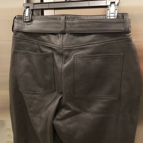 ANINE BING 💕💕 Connor Pant ~ 100% Leather Belted Straight Leg Black Small S NWT