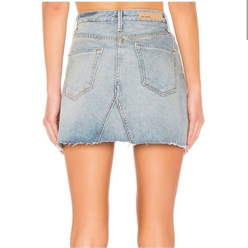 GRLFRND  Eva A-Frame Gusset Denim Skirt in Pacific- Size 28