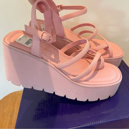 Madden Girl Steve Madden  Pink Chunky Wedge Sandals Y2K Size 7M Barbiecore NEW