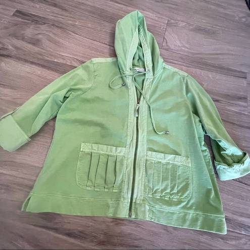Coldwater Creek  green lightweight rolled sleeve zip up sweatshirt size 1X