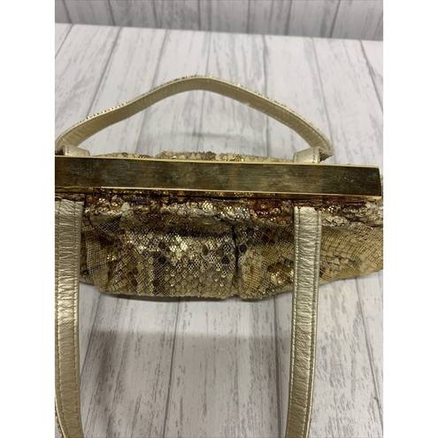 Stuart Weitzman Womens  Vintage Gold Snake Skin Clutch