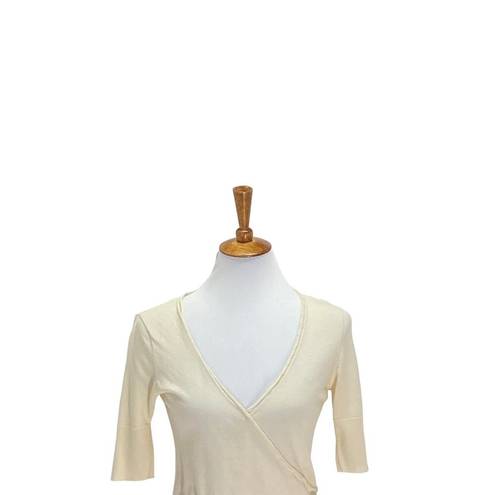 Kenneth Cole  New York Faux Wrap Sweater Cream Size S Y2K Minimalist Quiet Luxury