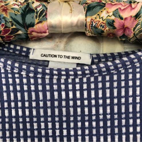 Caution to the Wind  Dress small blue &white