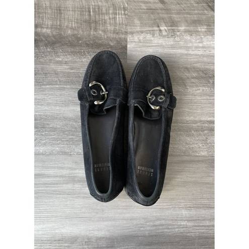 Stuart Weitzman  Black Suede Loafers Size 8 Narrow slip-on 8N Shoes