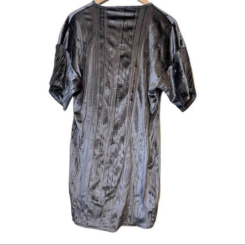 Pretty Little Thing  Silver Gray Velvet Rib Dress 6