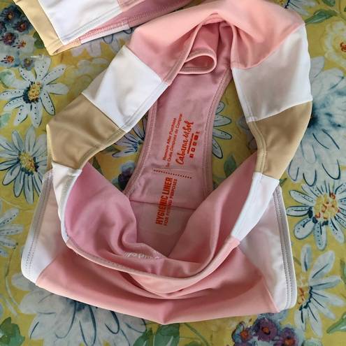 Cabana Del Sol  Pink Color Block Hi Waisted Bikini M