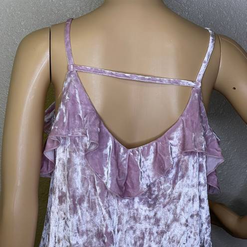 Grayson Threads Grayson Thread Velour Ruffled Tank Top Light Purple Size Medium