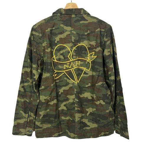 American Eagle  AEO Green Camo Nah Embroidered Utility Jacket S